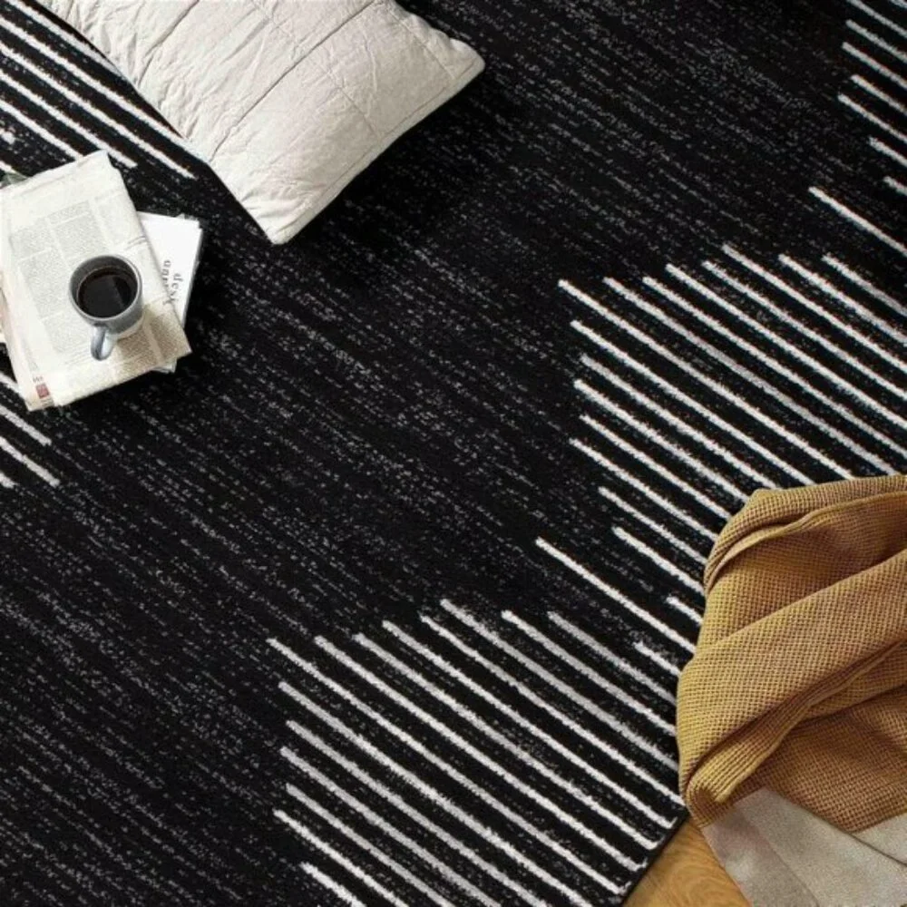 New 2 x 7In Bohemian Stripe Runner Rug, Stain-Resistant for High Traffic Areas
